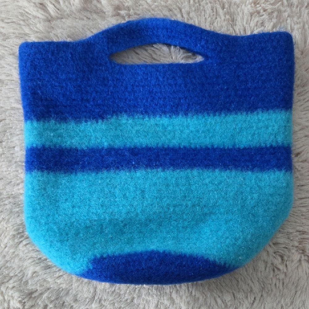 Felted Blue Striped Women's Bag
